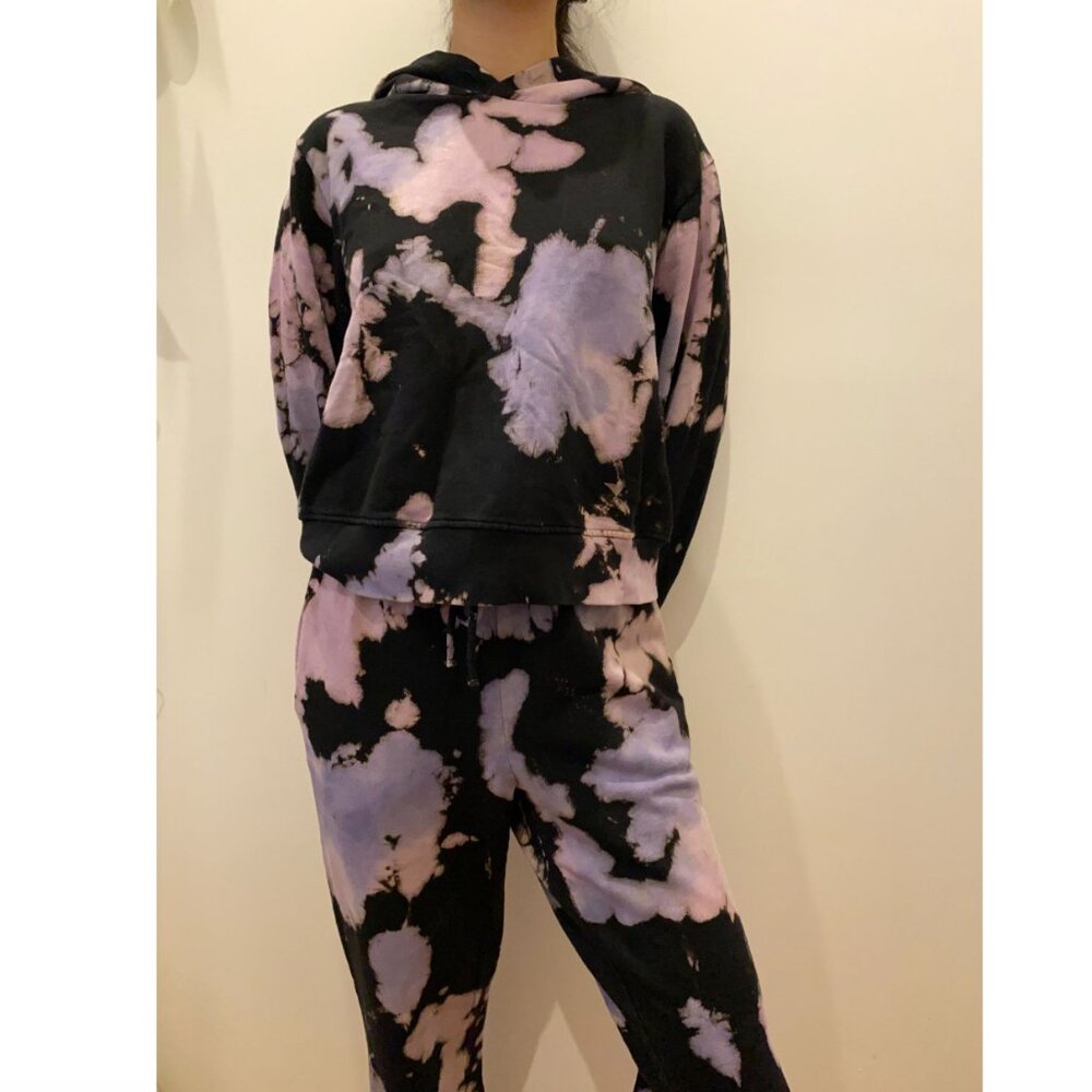 Cotton Citizen Purple/Pink/Black Tie Dye Sweatshirt and Sweatpants Set